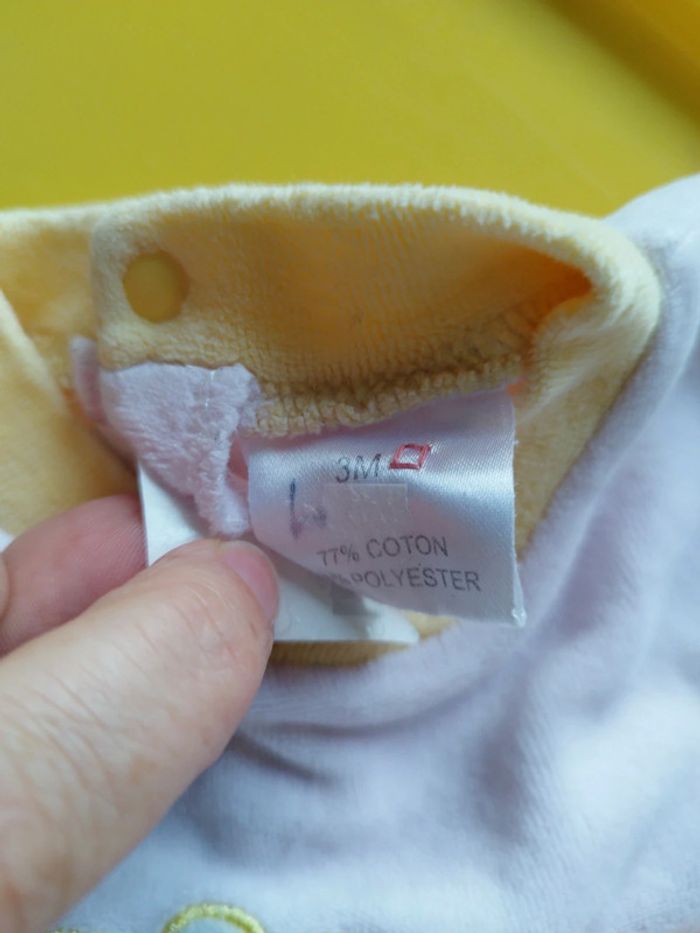 Pyjama velours rose jaune - photo numéro 3