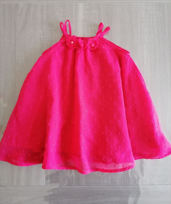 Robe à bretelles fluide rouge cerise 6 mois