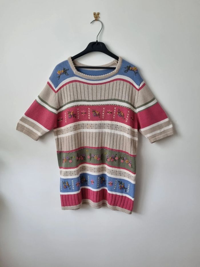 Top en coton brodé coloré vintage - photo numéro 3