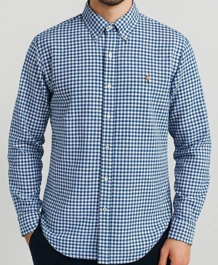 Chemise Ralph Lauren à carreaux bleus et blancs – Taille XL (convient aux gabarits larges)