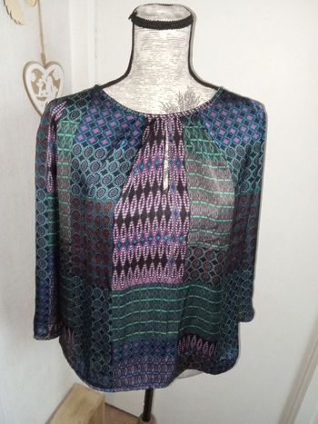 Blouse tunique effet soi femme taille 3 ou 42,44, légère, mi saison été