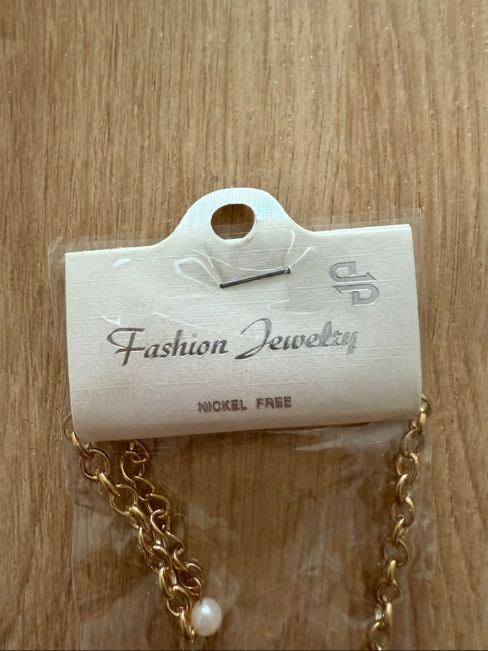 Collier long doré blanc boutique indépendante taille unique - photo numéro 3