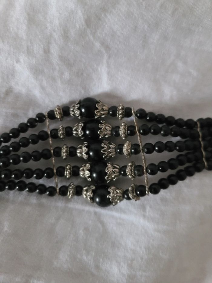 Bracelet fantaisie noir et argenté - photo numéro 6