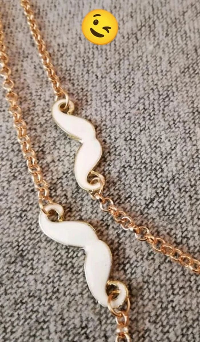 Collier Double rangs Moustache neuf - photo numéro 4