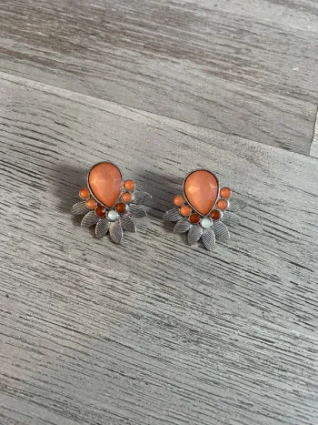 Boucles d’oreilles argentées et roses