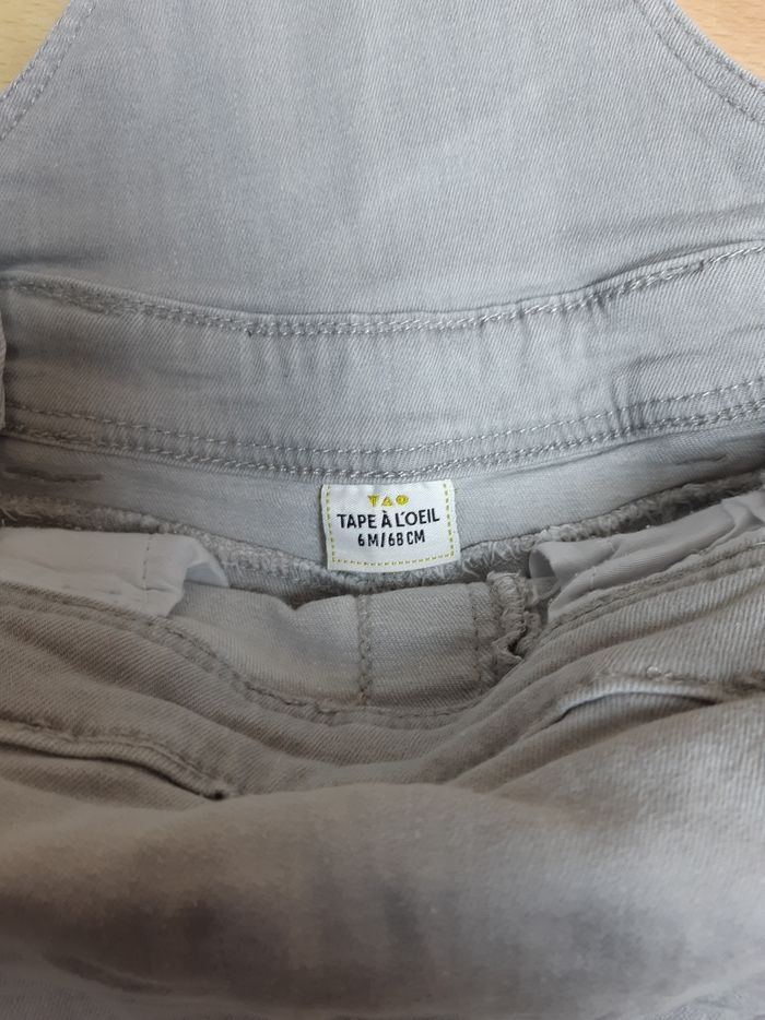 Salopette jeans gris Tape à l'oeil 6 mois TBE - photo numéro 3
