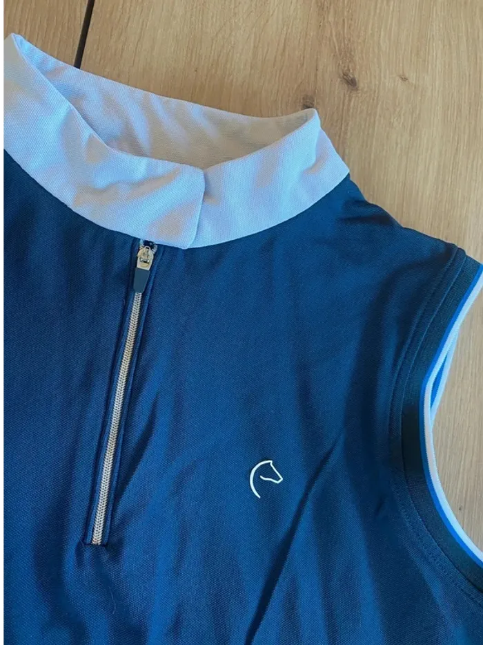 Débardeur Equitheme – Taille L – Bleu Marine avec Col Blanc – Très Bon État - photo numéro 2