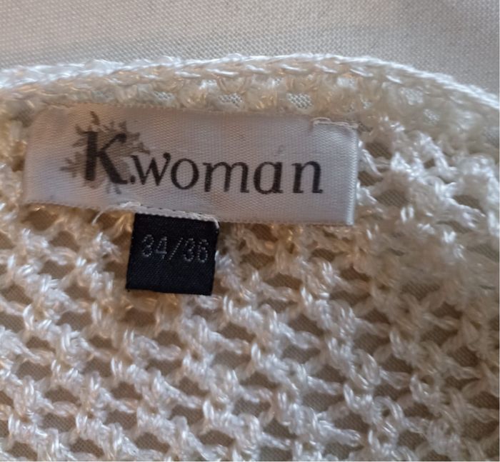 Pull maille ajourée K.Woman Blanc | Élégance décontractée & Léger - photo numéro 3