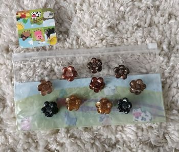 Lot de 10 barettes fleurs et une trousse animaux de la ferme