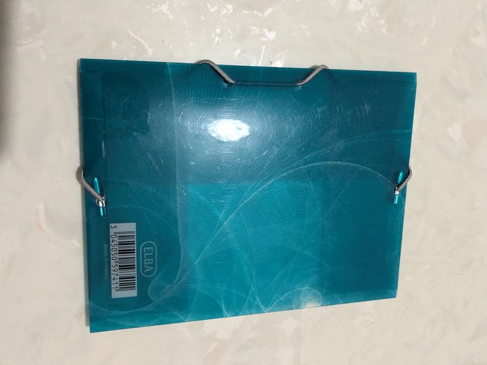 Petite pochette à rabat, porte documents bleu turquoise. - photo numéro 2