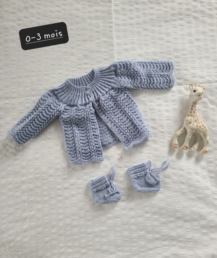 Gilet laine bébé naissance 1 mois 3 mois
