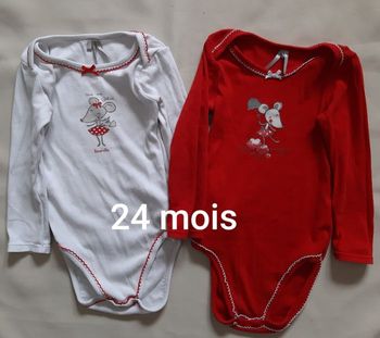 lot de 2 bodies manches longues fille - souris - Orchestra - 24 mois