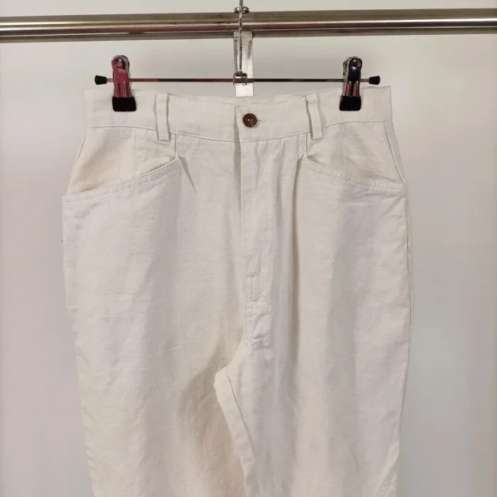 Pantalon Naf naf vintage blanc, corsaire, coton et lin taille 40 A316 - photo numéro 10