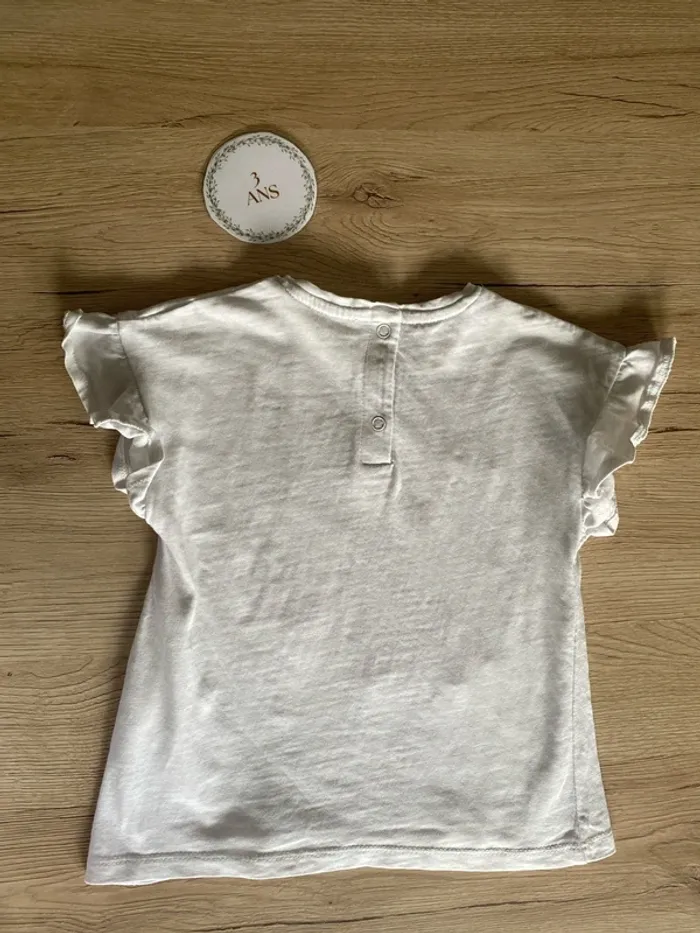 Tee-shirt blanc manche courte volant sequin fille 3 ans LuluCastagnette - photo numéro 4