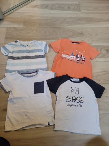 Lot 9 tee shirt garçon  manches courtes 4 ans