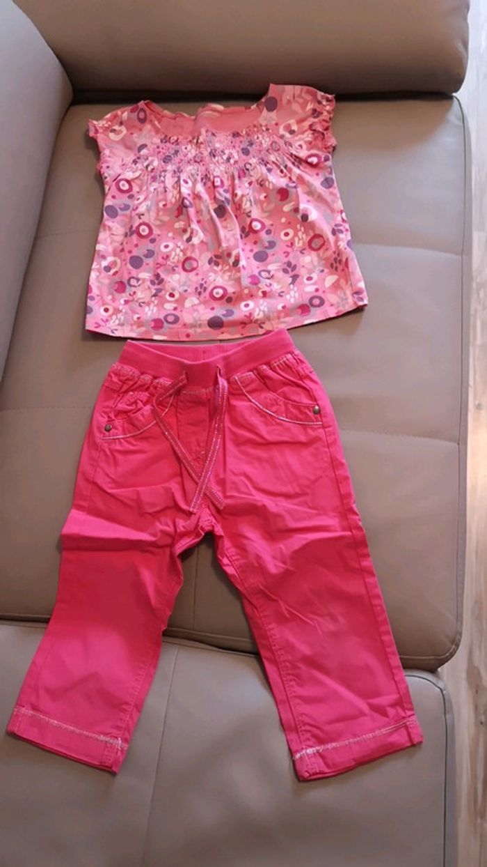 Ensemble pantalon top été rose