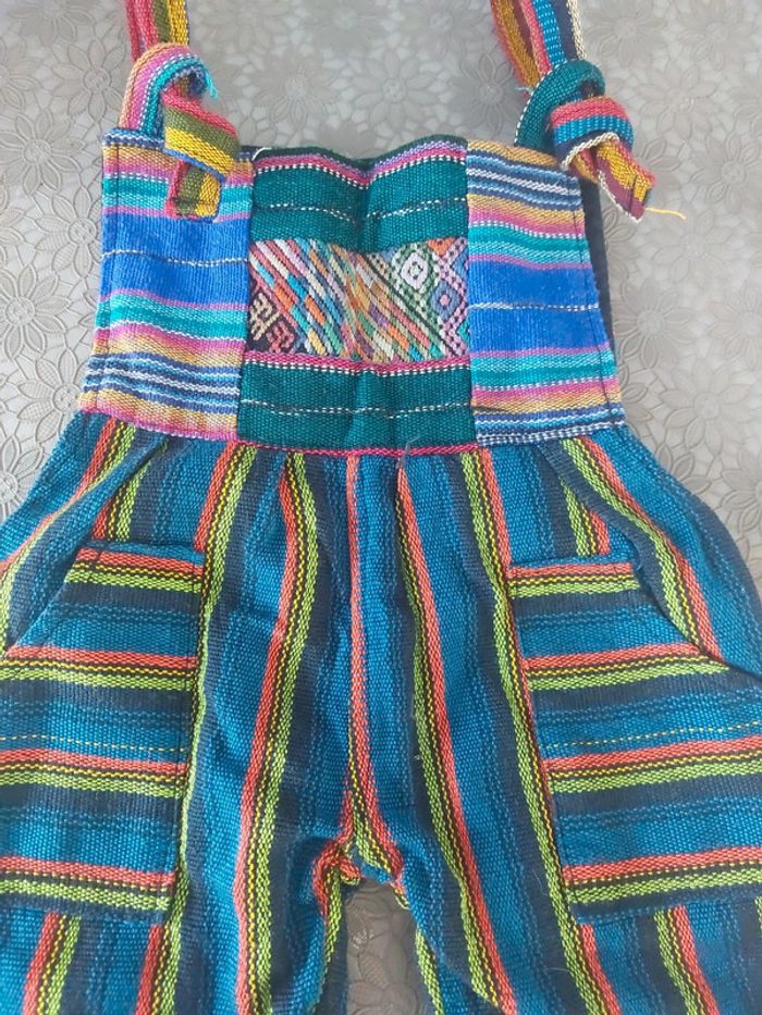 Salopette bébé mexicaine multicolore bleu - photo numéro 2