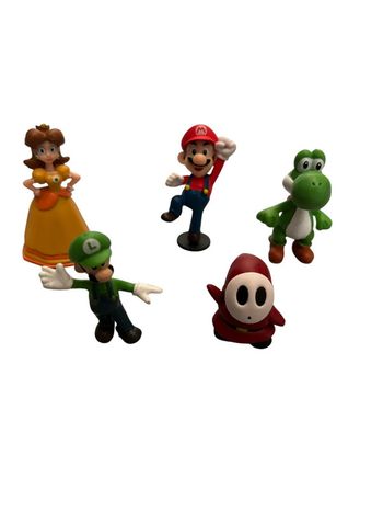 Lot de 5 figurines Super Mario Daysi, Mario, Luigi, Yoshi Shy Guy