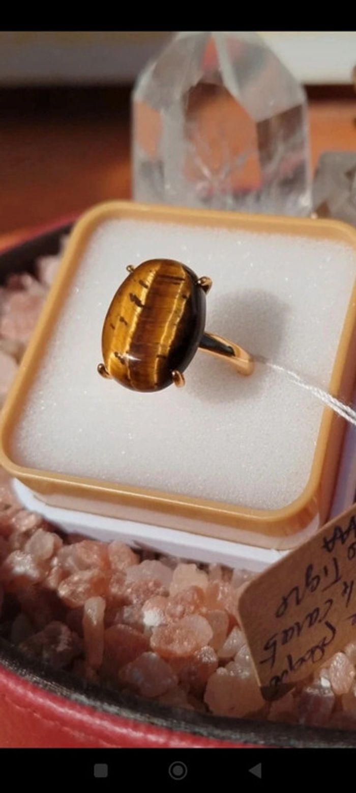Bague Instinct Royal 💫Bague P/Or 24 Carats et Œil de Tigre AAA - photo numéro 5