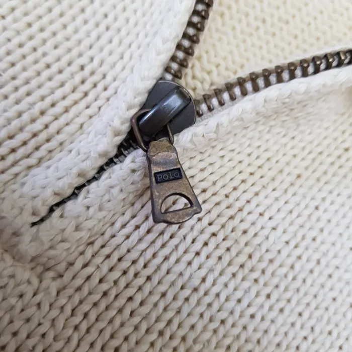 Pull Camionneur half demi zip Ralph Lauren M Beige - photo numéro 8