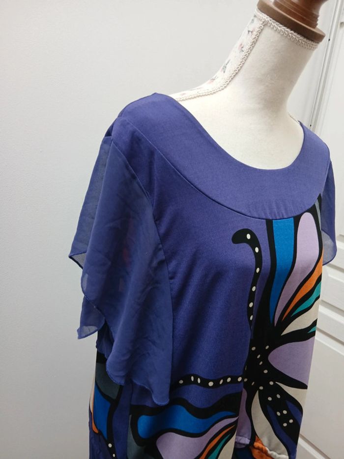 Robe / tunique violette avec papillons 🦋 taille unique cool girl - photo numéro 3
