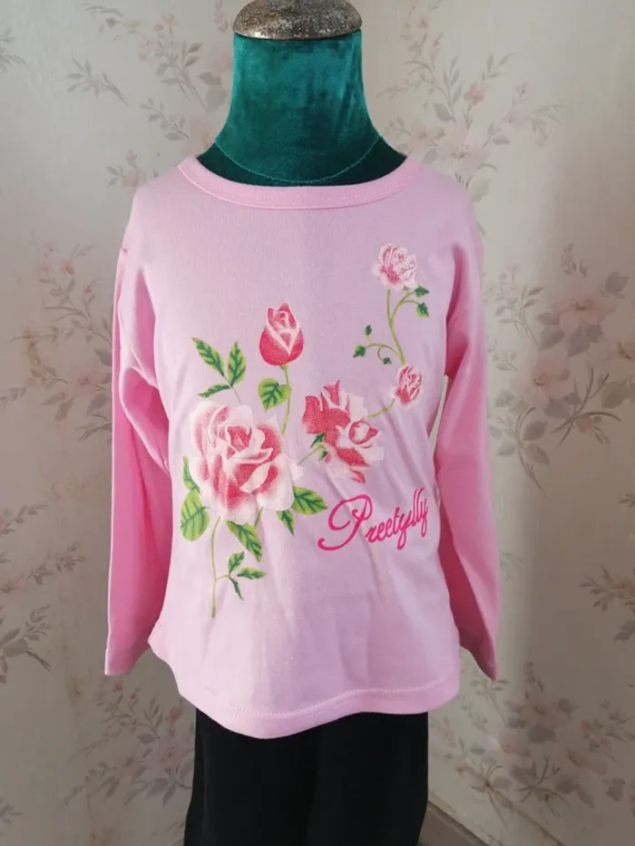 Tee-shirt rose à manches longues imprimé fleurs / sandy / (8ans) - photo numéro 4
