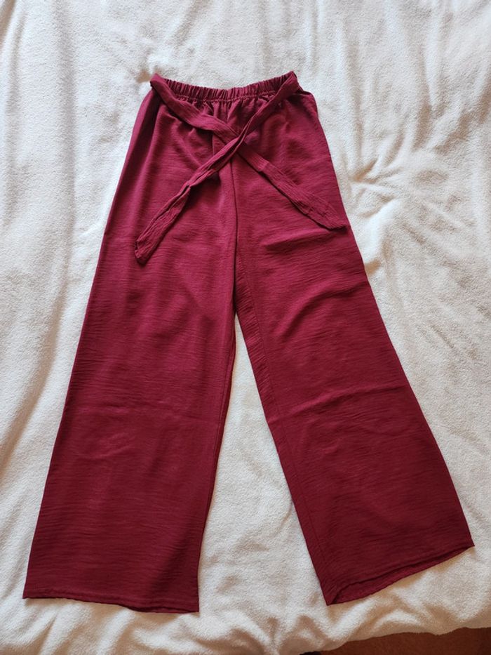 Pantalon à jambes larges / palazzo bordeaux 36/40 - photo numéro 4