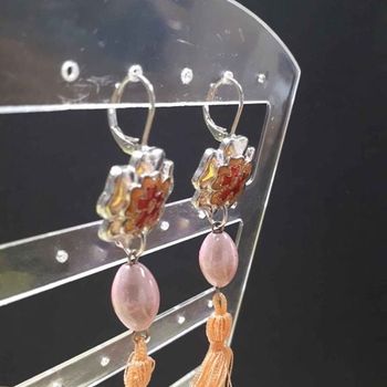 Boucles d'oreilles pendantes à fleurs orange