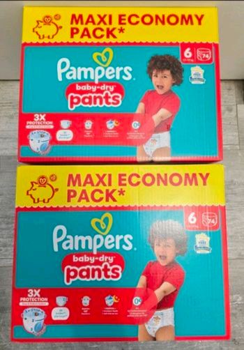 🍼 Pampers Baby-Dry Pants T6 Lot de 2 × 74 couches (13–19 kg)