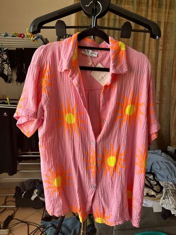 Chemise MC gaze de coton « soleil »