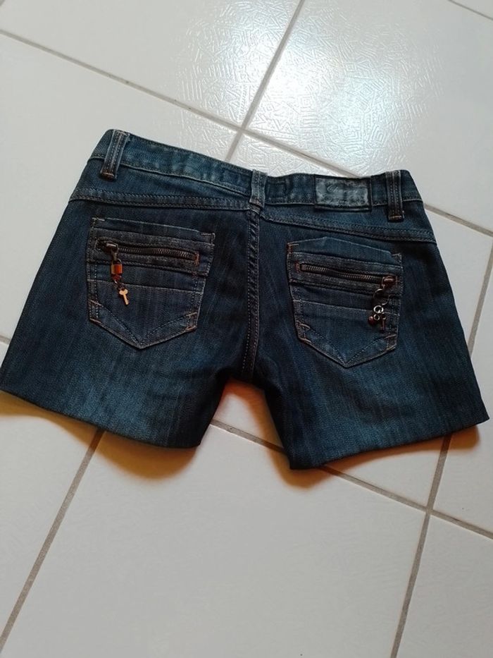 Short en simili jeans femme bleu Cherry - photo numéro 9