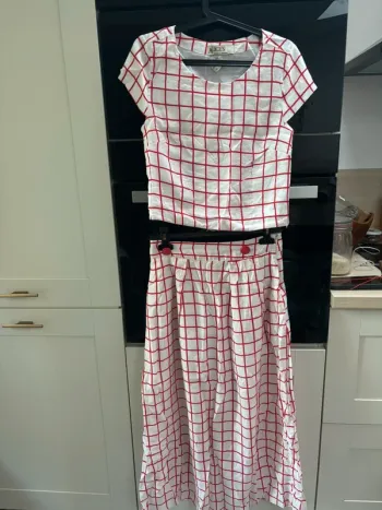 Ensemble blanc à carreaux rouge Alice’s pig taille 38