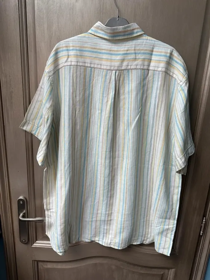 Chemise à rayures légère été blanc, bleu jaune - photo numéro 7