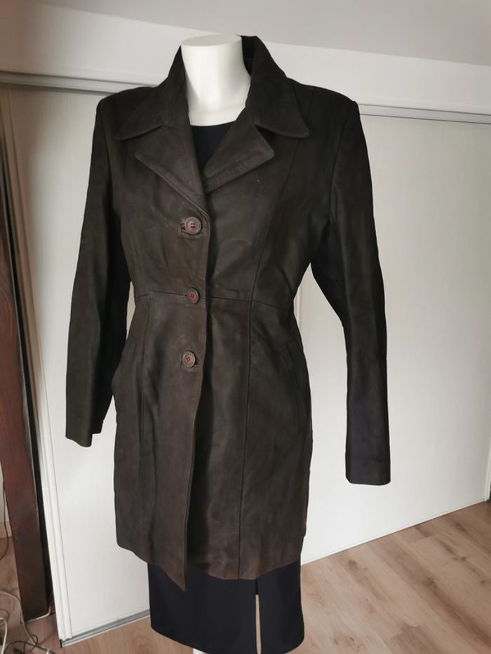 Veste en cuir marron Francesco Rizzi