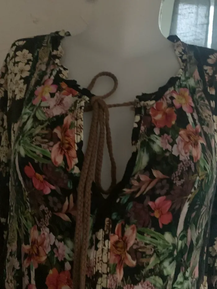 Robe fluide manches longues fleurie taille42 44 - photo numéro 4