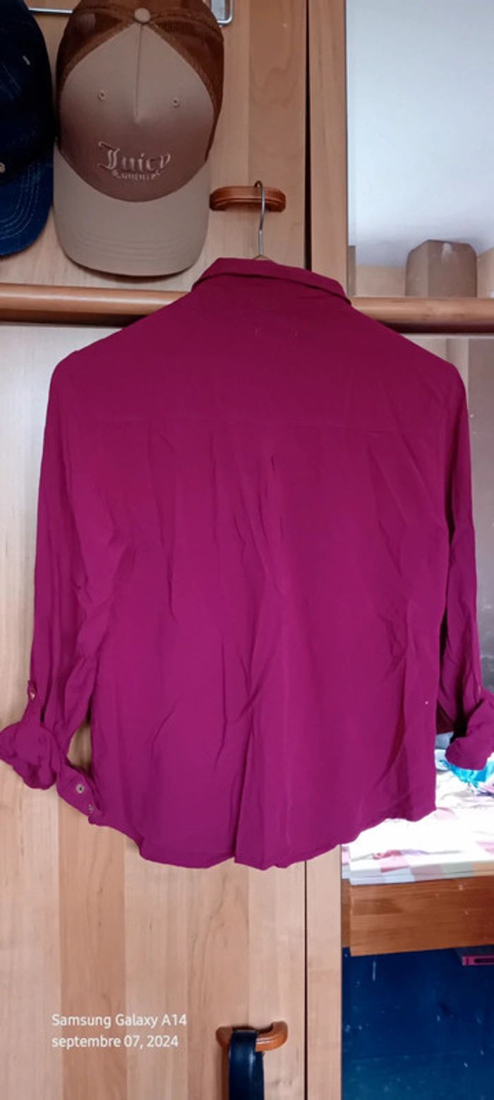 Chemise boutons dorés manches réglables framboise femme M manoukian - photo numéro 5