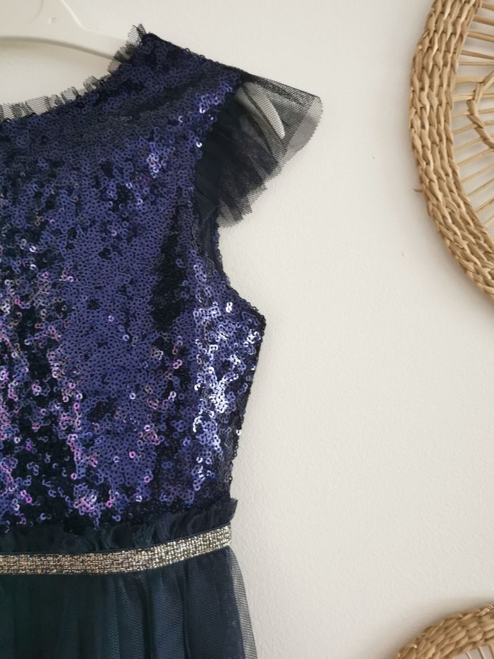 Robe de soirée, cérémonie bleu marine à sequins et tulle Vertbaudet 4 Ans - photo numéro 3