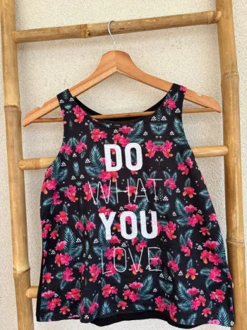 Débardeur noir et coloré motifs à fleurs Gemo taille 12 ans