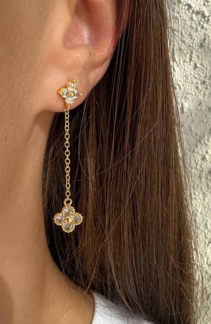 Boucles d’oreilles argent 935 à l’or fin  Diamants