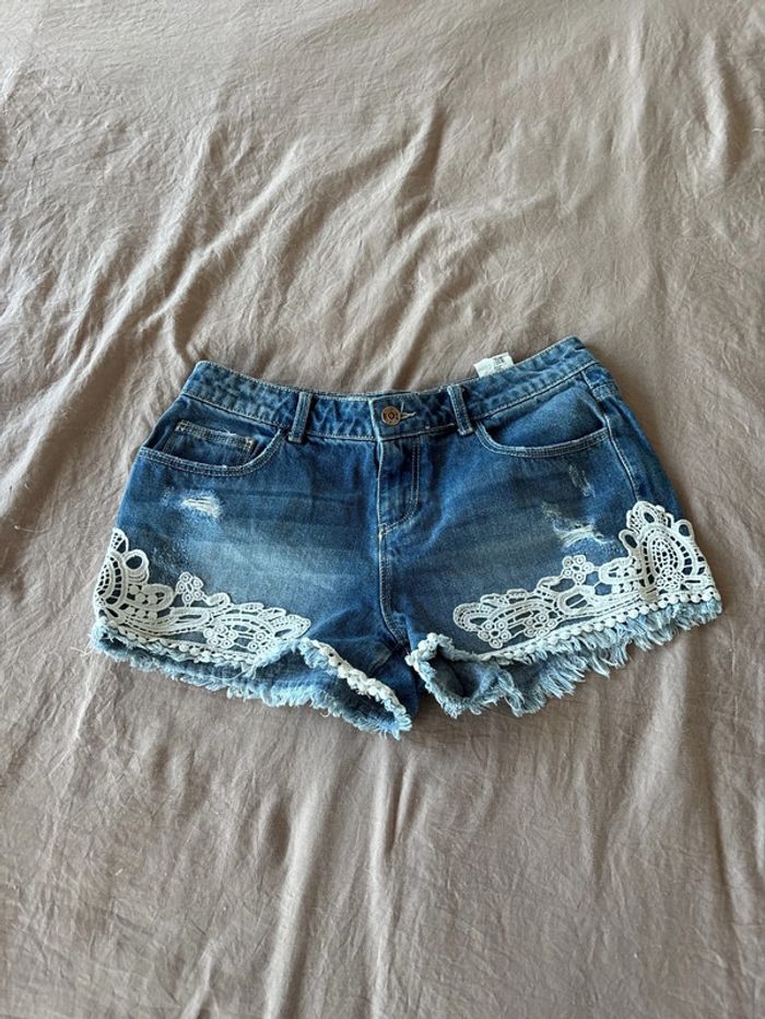 Short en jean taille 38 avec dentelle Pimkie - photo numéro 2