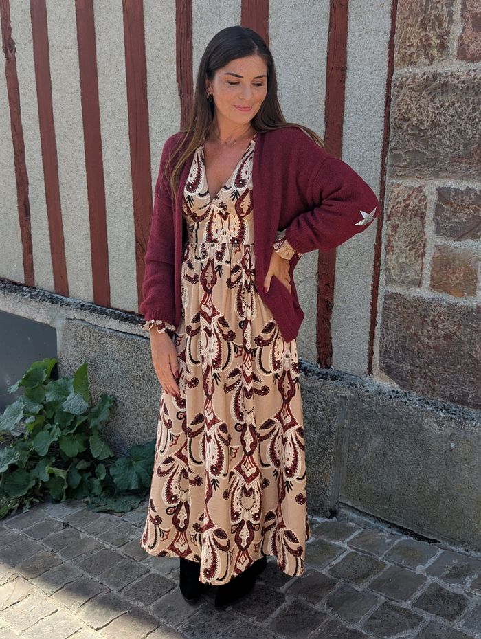 Robe longue La Rochelle camel/bordeaux 
Taille S/M - photo numéro 5