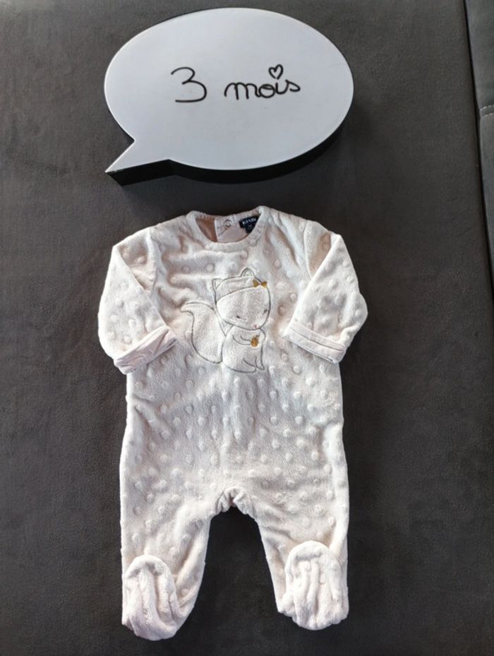 Pyjama grenouillère velours Fille 3 mois écureuil Kiabi
