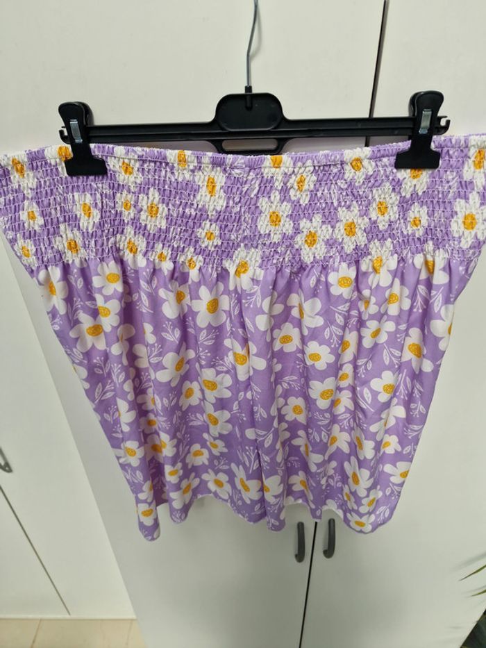 Short Large Taille Haute Lila Imprimé Marguerites - photo numéro 3