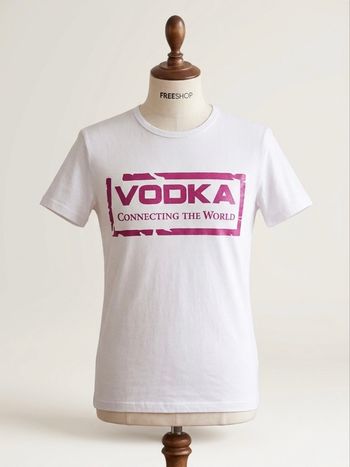 TEESHOP - T-shirt "Vodka Connecting The World" - Taille M - Blanc