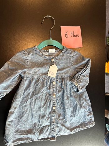Robe bleu jean pois blanc
