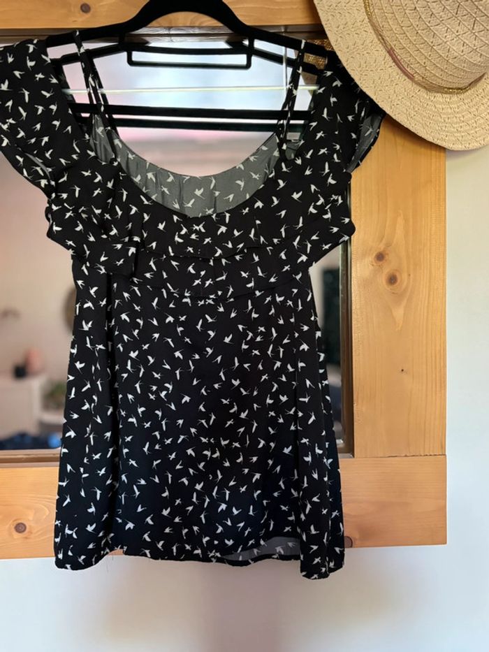 Blouse fantaisie imprimée oiseaux Promod taille s - photo numéro 5