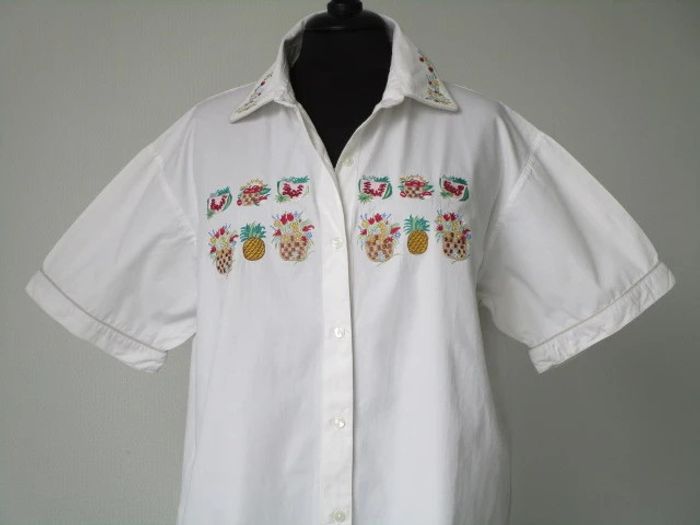 Chemise vintage fruits et fleurs 46 TBE