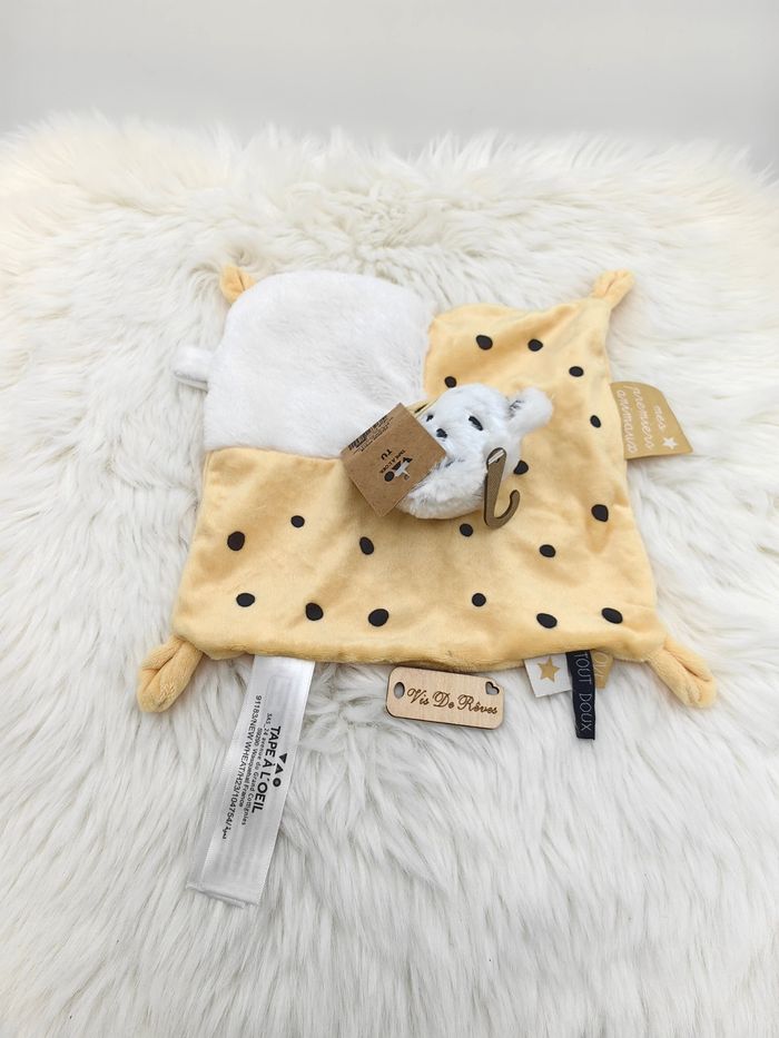 Doudou plat carré Léopard Tigre Chat Tao jaune blanc noir - photo numéro 3