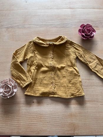 Blouse moutarde gaze de coton 4 ans