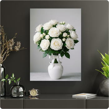 Affiche décoration murale "Roses Blanches Élégantes" poster photo esthétique A3 Sans cadre